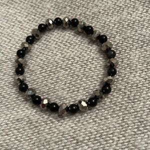 Czech Crystal and black Agate stone bracelet